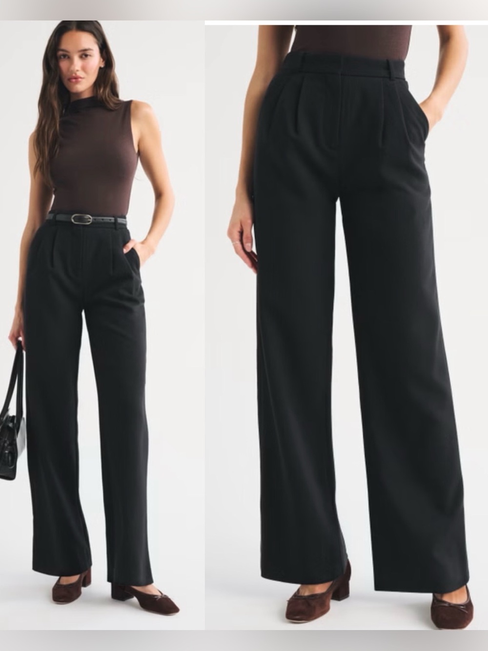 Abercrombie&Fitch Sloane Tailored Fit Wide Leg Pants in Black , size 30